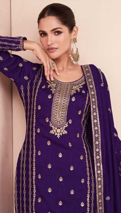 Zari Aashirwad Creation Silk Readymade Plazzo Style Suits