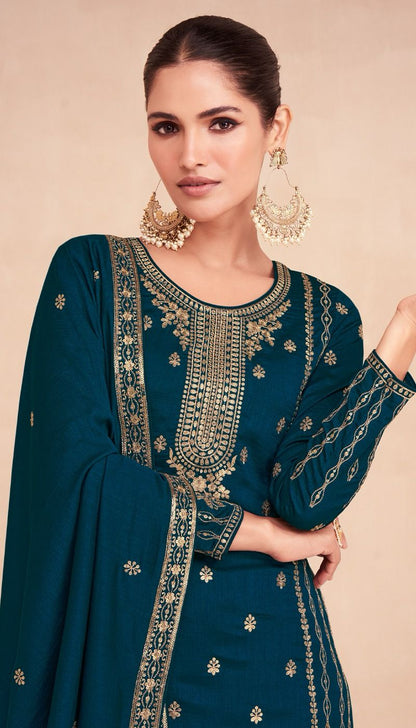 Zari Aashirwad Creation Silk Readymade Plazzo Style Suits