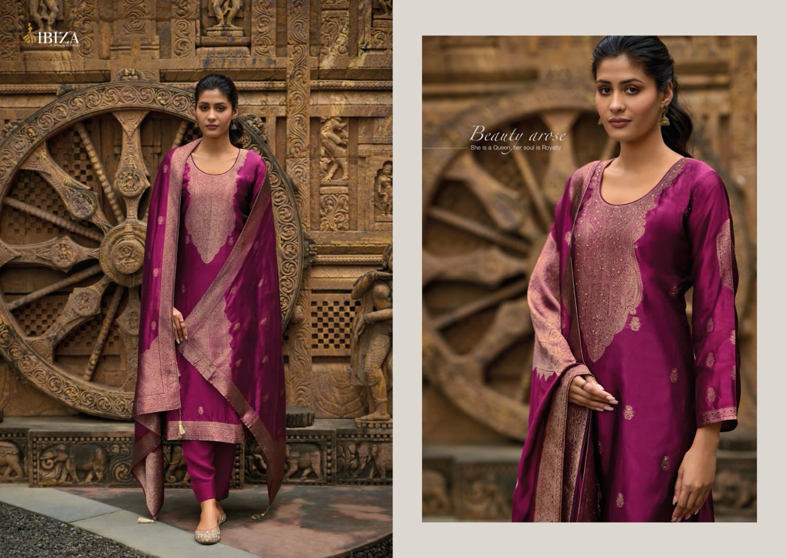 Zarin Ibiza Silk Jacquard Pant Style Suits