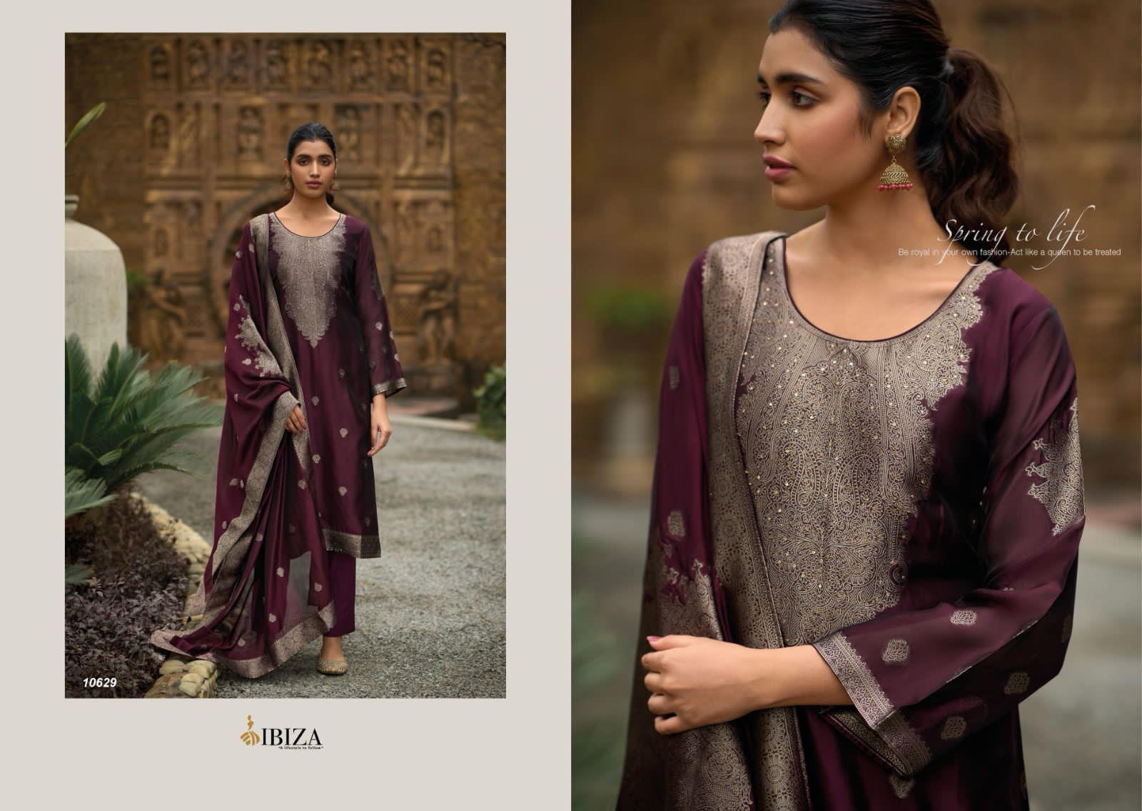 Zarin Ibiza Silk Jacquard Pant Style Suits