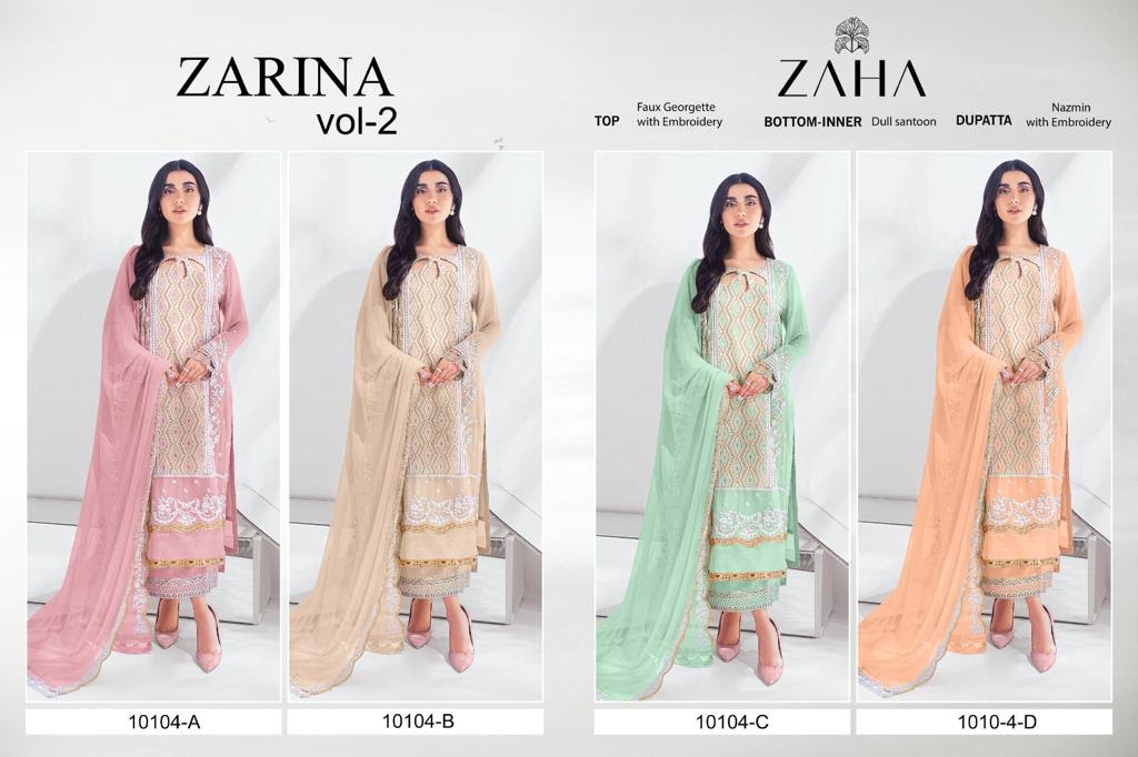 Zarina Vol 2 Dn 10104 Zaha Georgette Pakistani Salwar Suits