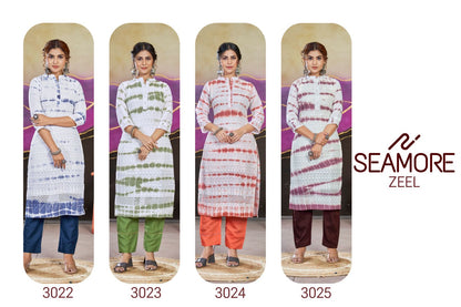 Zeel Seamore Cotton Straight Cut Kurtis