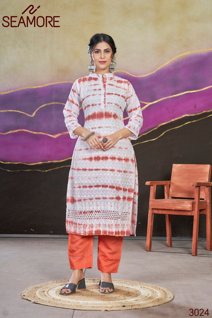 Zeel Seamore Cotton Straight Cut Kurtis