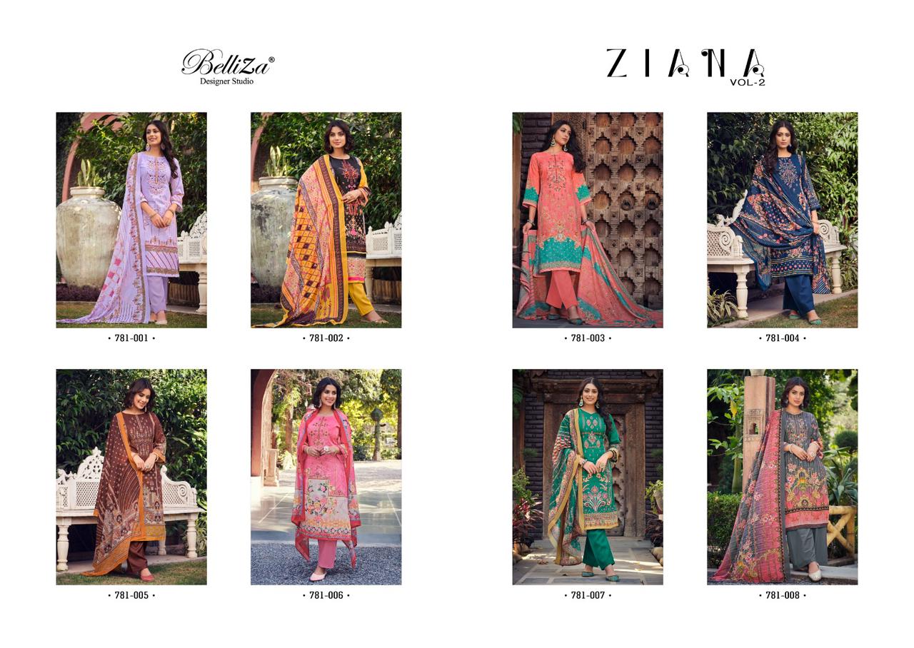 Ziana Vol 2 Belliza Designer Studio Pure Cotton Karachi Salwar Suits