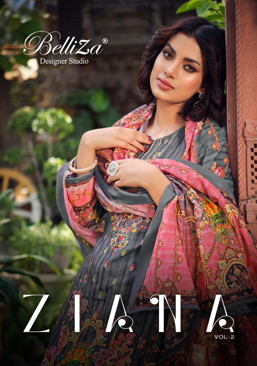Ziana Vol 2 Belliza Designer Studio Pure Cotton Karachi Salwar Suits