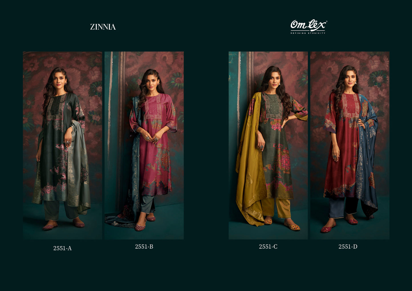 Zinnia Omtex Russian Silk Pant Style Suits
