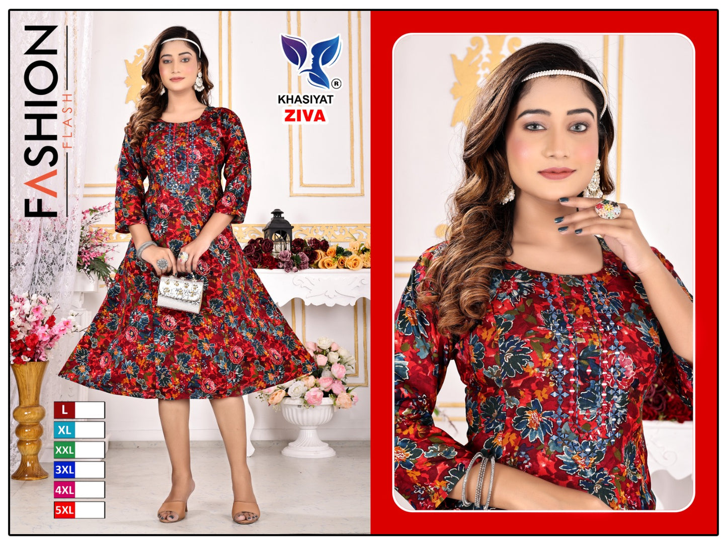 Ziva Khasiyat Rayon Foil Anarkali Kurtis