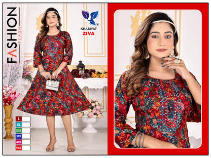 Ziva Khasiyat Rayon Foil Anarkali Kurtis