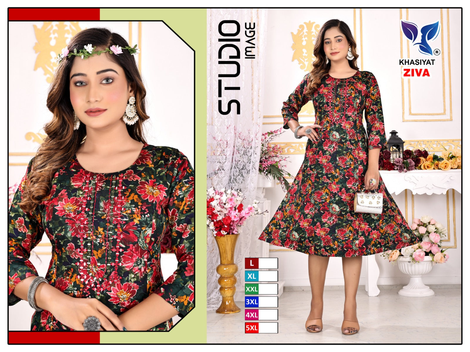 Ziva Khasiyat Rayon Foil Anarkali Kurtis
