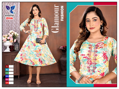 Ziva Khasiyat Rayon Foil Anarkali Kurtis