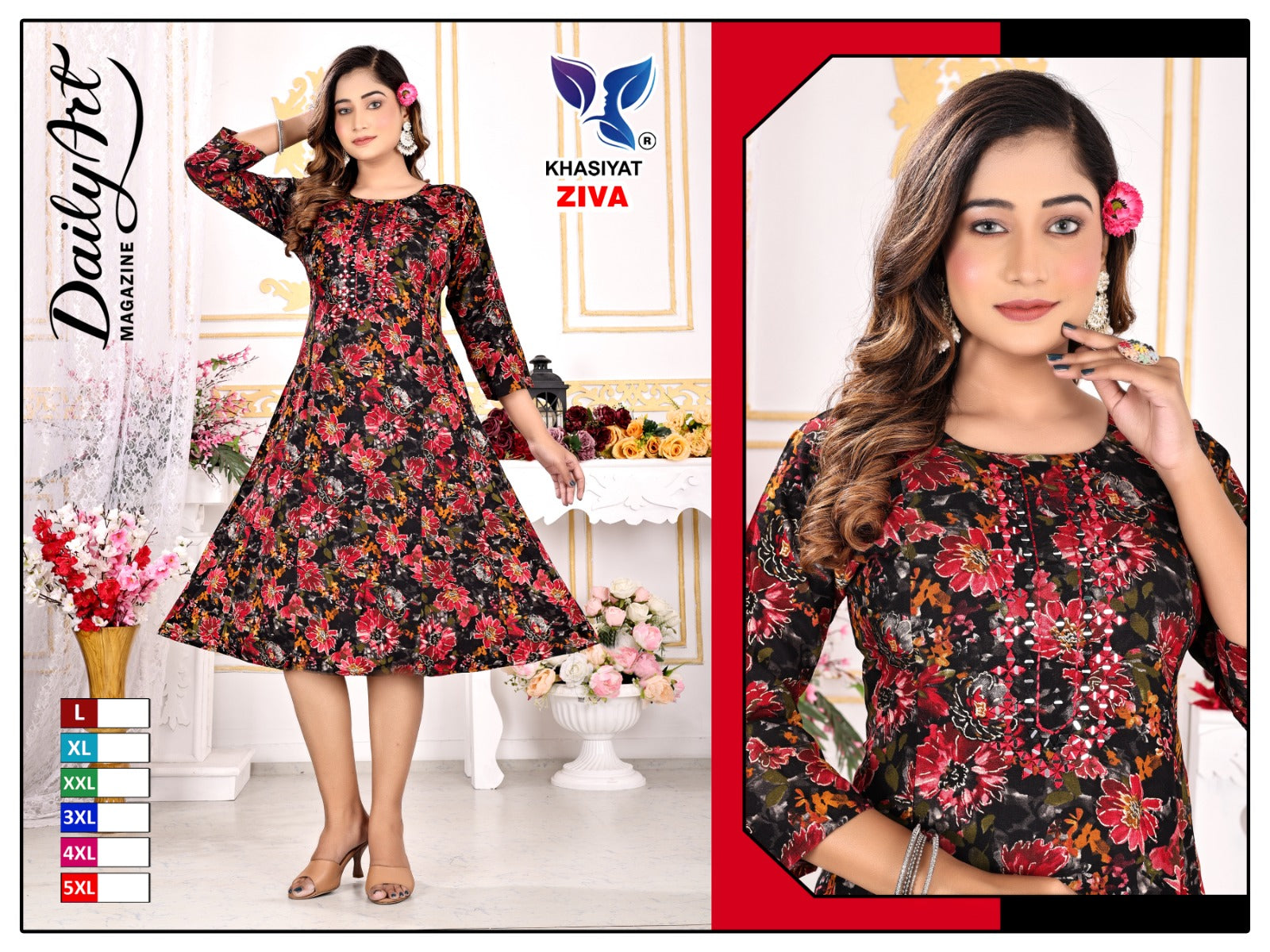 Ziva Khasiyat Rayon Foil Anarkali Kurtis