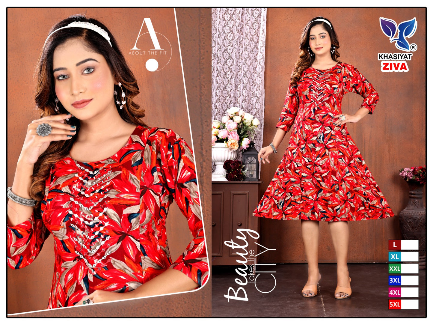 Ziva Khasiyat Rayon Foil Anarkali Kurtis