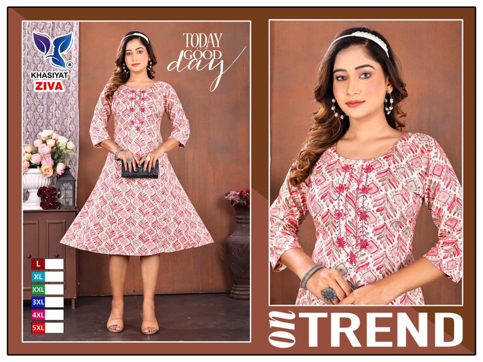 Ziva Khasiyat Rayon Foil Anarkali Kurtis