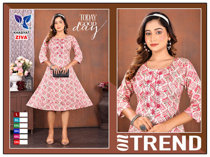 Ziva Khasiyat Rayon Foil Anarkali Kurtis