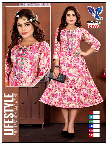 Ziva Khasiyat Rayon Foil Anarkali Kurtis