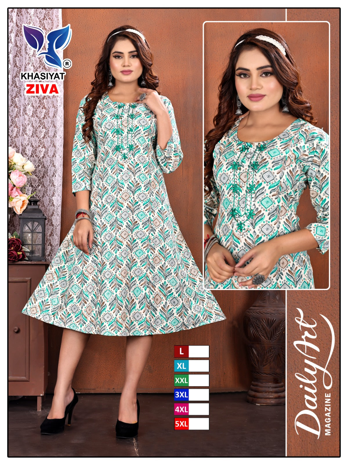 Ziva Khasiyat Rayon Foil Anarkali Kurtis