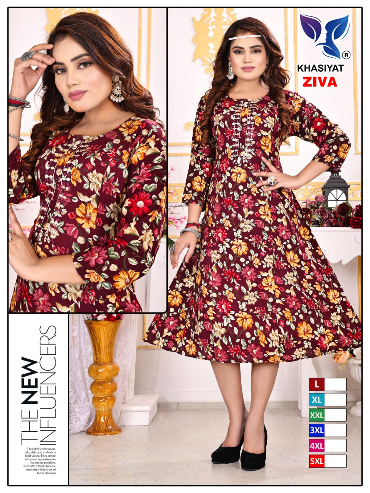 Ziva Khasiyat Rayon Foil Anarkali Kurtis