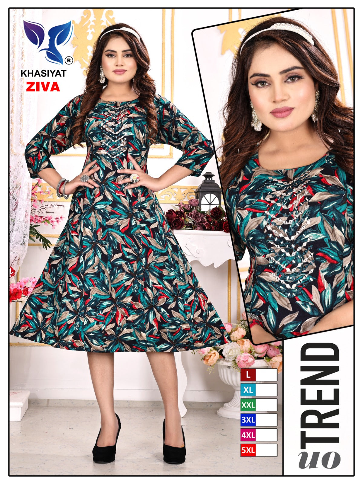 Ziva Khasiyat Rayon Foil Anarkali Kurtis