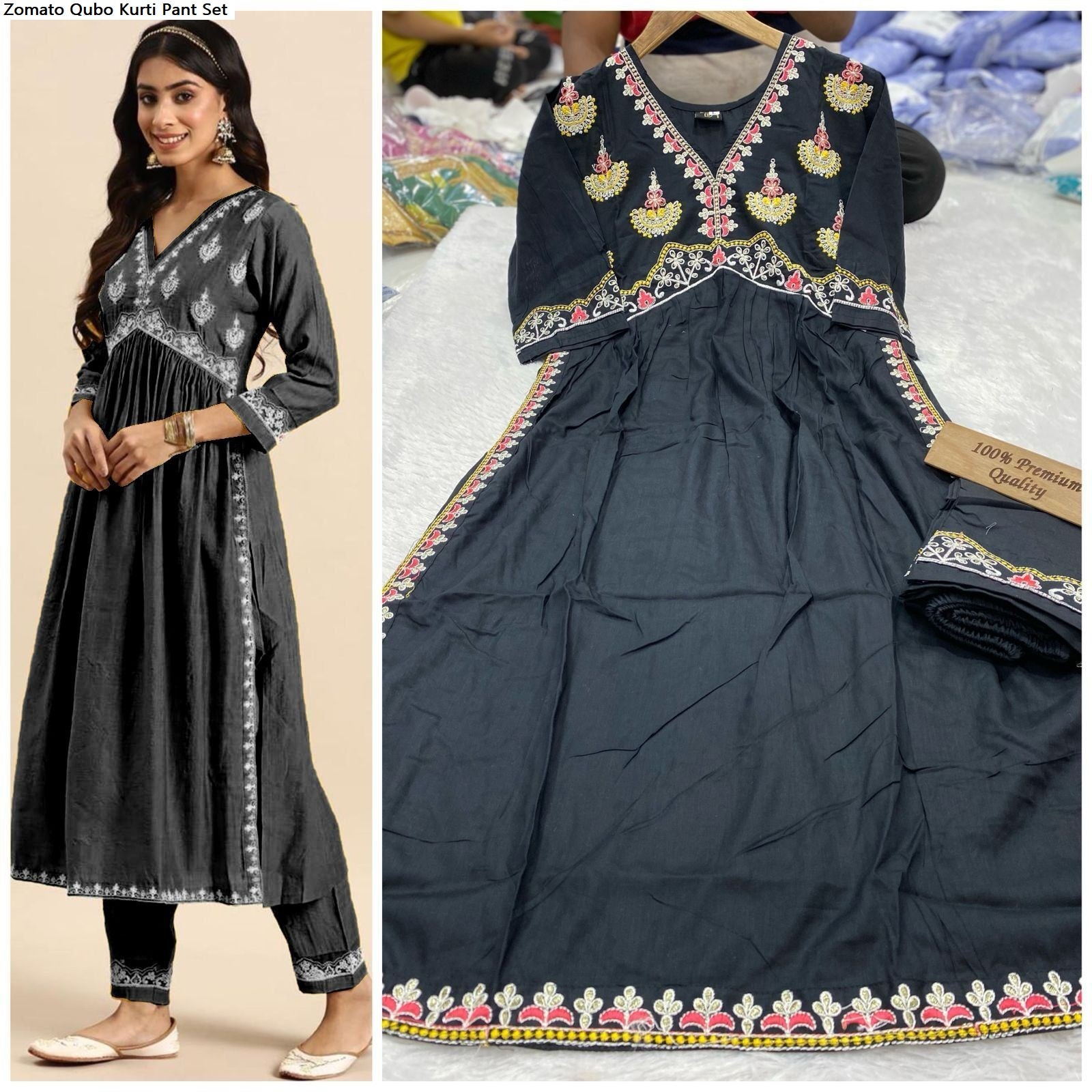 Zomato Qubo Rayon Kurti Pant Set