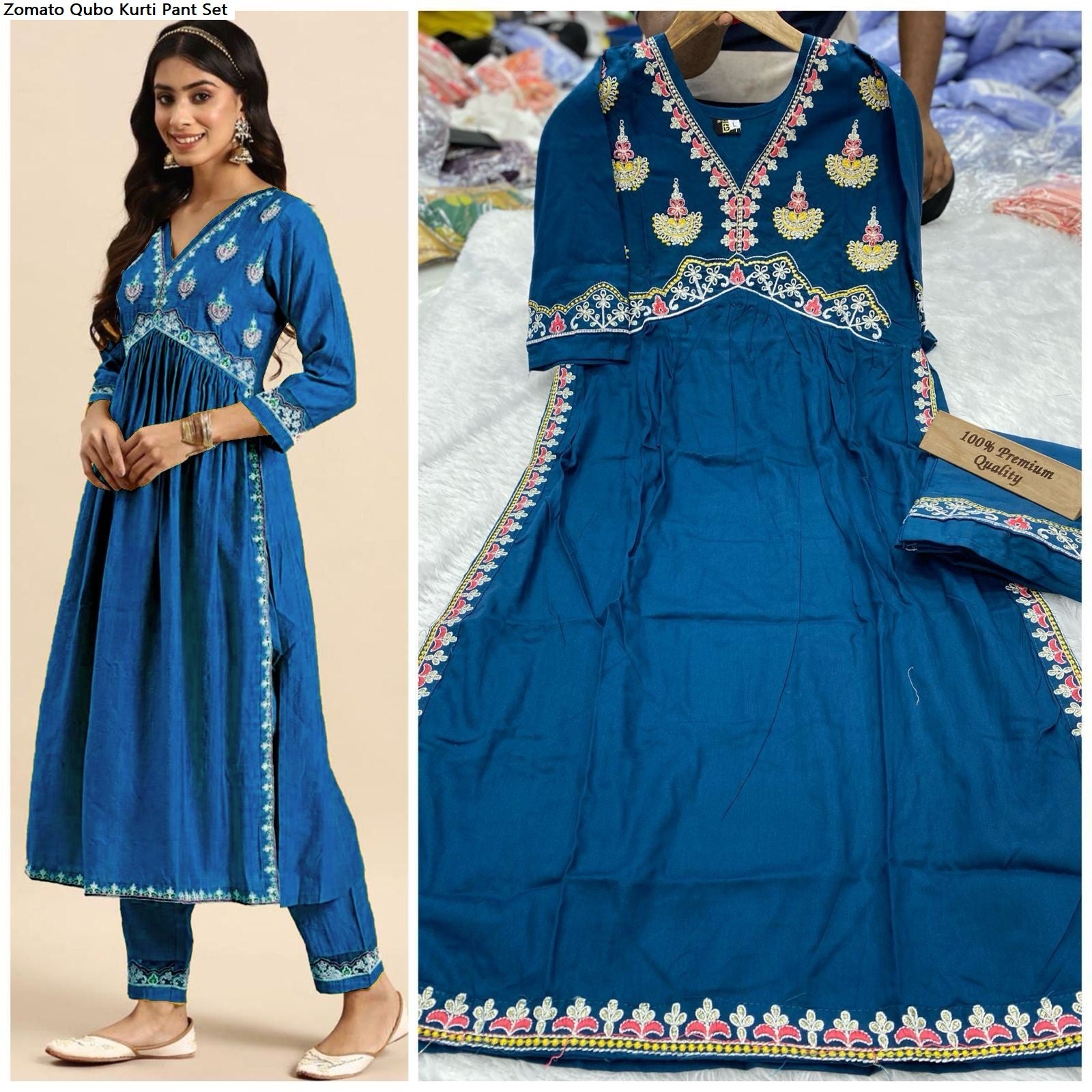 Zomato Qubo Rayon Kurti Pant Set