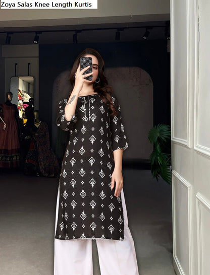 Zoya Salas Rayon Slub Knee Length Kurtis