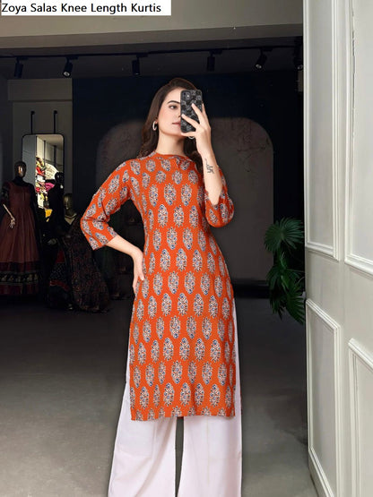 Zoya Salas Rayon Slub Knee Length Kurtis
