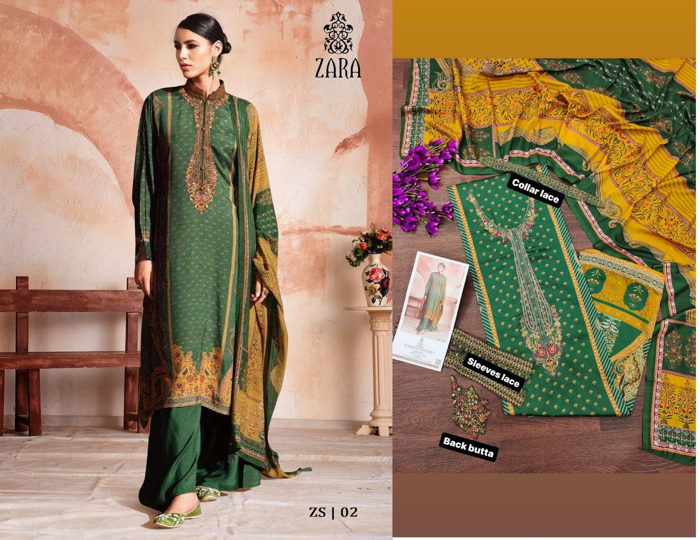 Zs 01-06 Zara Jaam Satin Karachi Salwar Suits