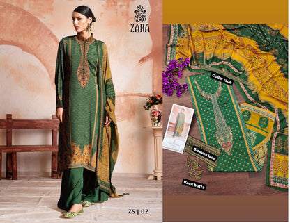 Zs 01-06 Zara Jaam Satin Karachi Salwar Suits