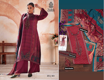 Zs 01-06 Zara Jaam Satin Karachi Salwar Suits