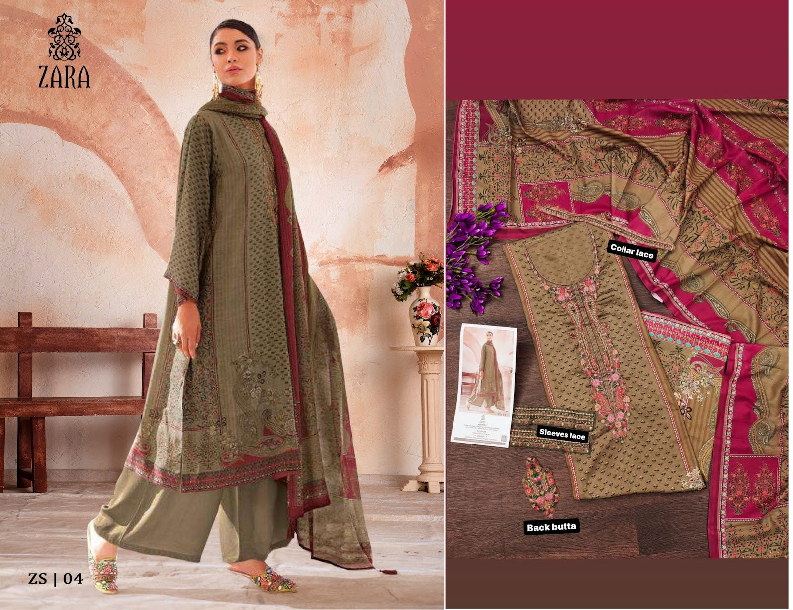 Zs 01-06 Zara Jaam Satin Karachi Salwar Suits