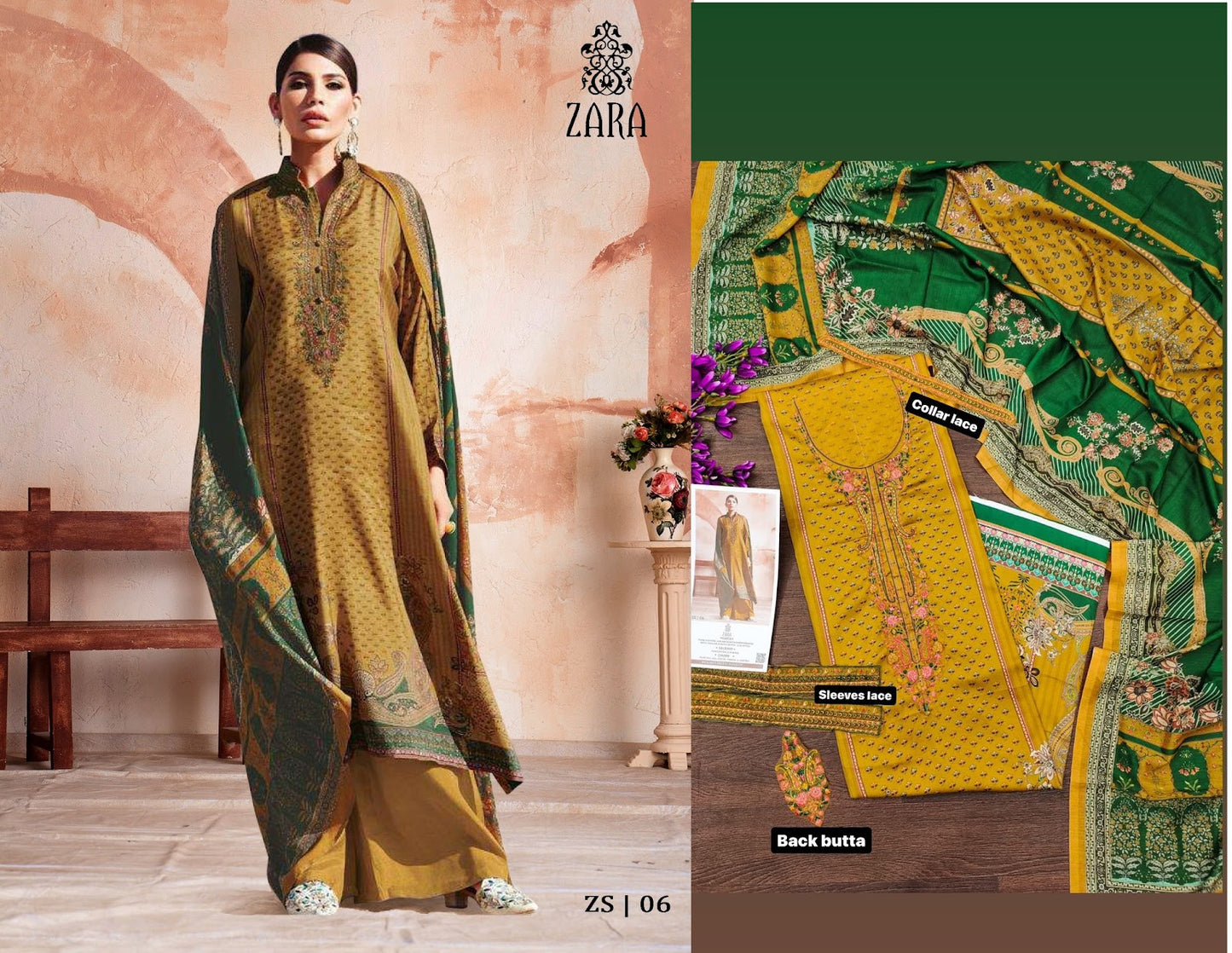 Zs 01-06 Zara Jaam Satin Karachi Salwar Suits