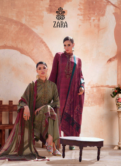 Zs 01-06 Zara Jaam Satin Karachi Salwar Suits